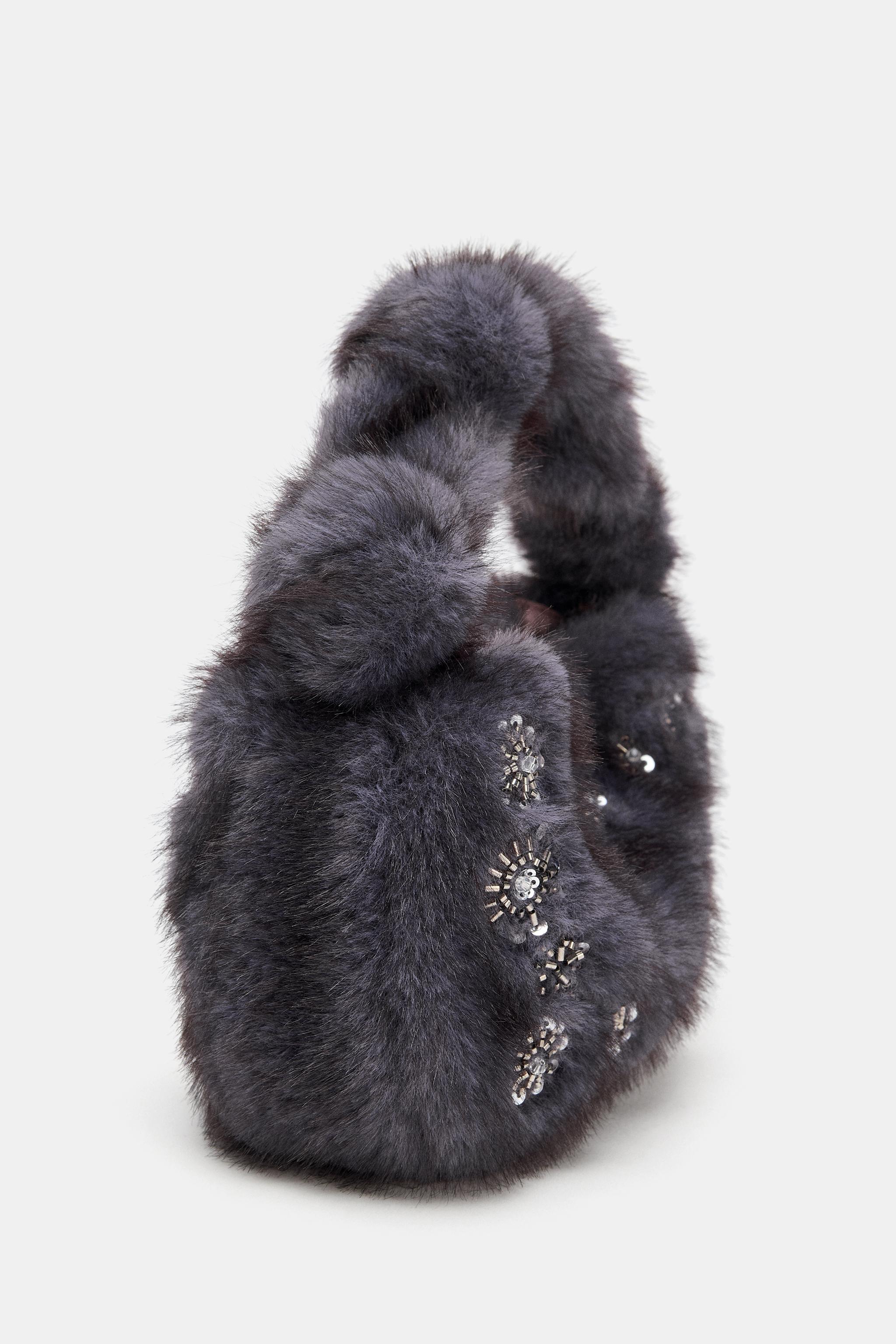 SHINY FAUX FUR MINI BAG